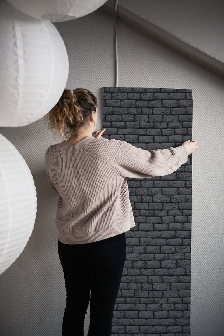 Gray brick wall behang roll