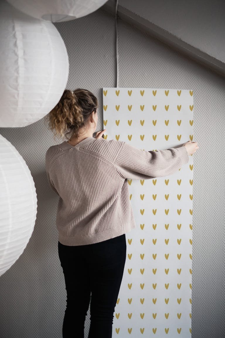 Gold Heart Pattern papel de parede roll