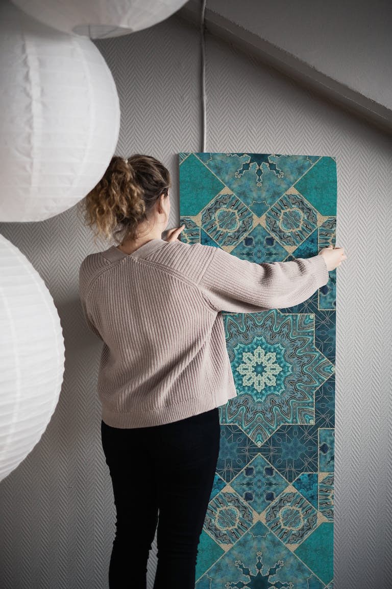 Artisanal Tiles Teal Gold ταπετσαρία roll