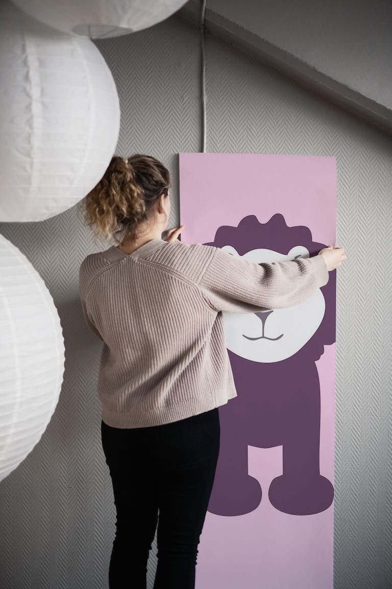 Pastel Pink Lion Print papel de parede roll