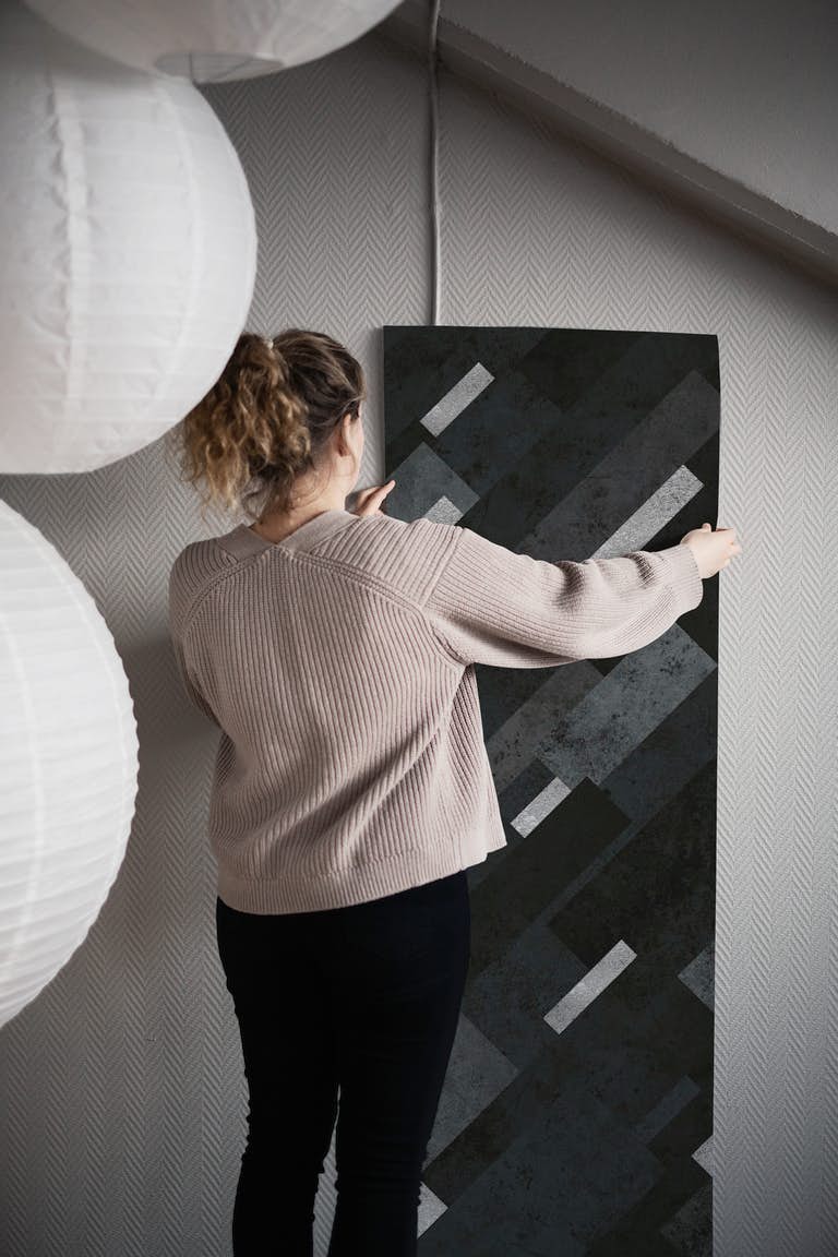 Grey Charcoal Layered Pattern behang roll