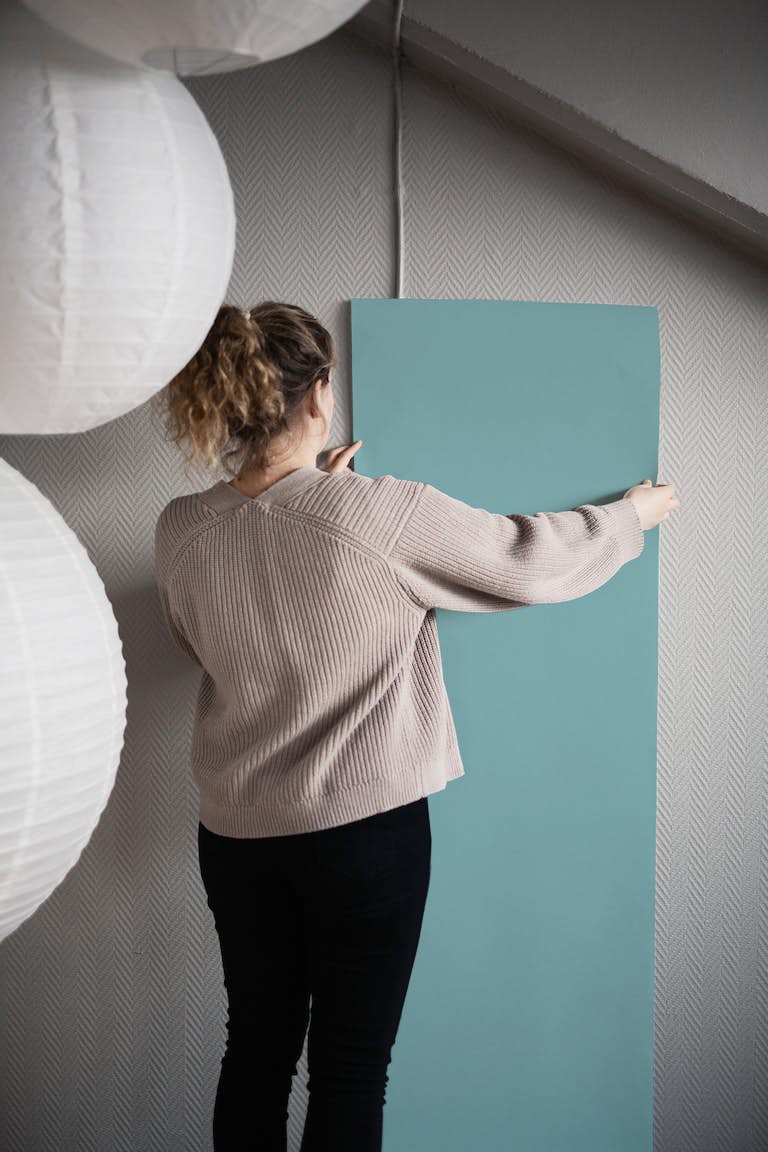 Pastel Turquoise solid color behang roll