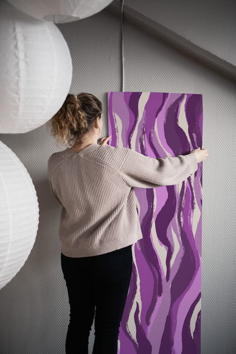 Purple Tiger Pattern wallpaper roll