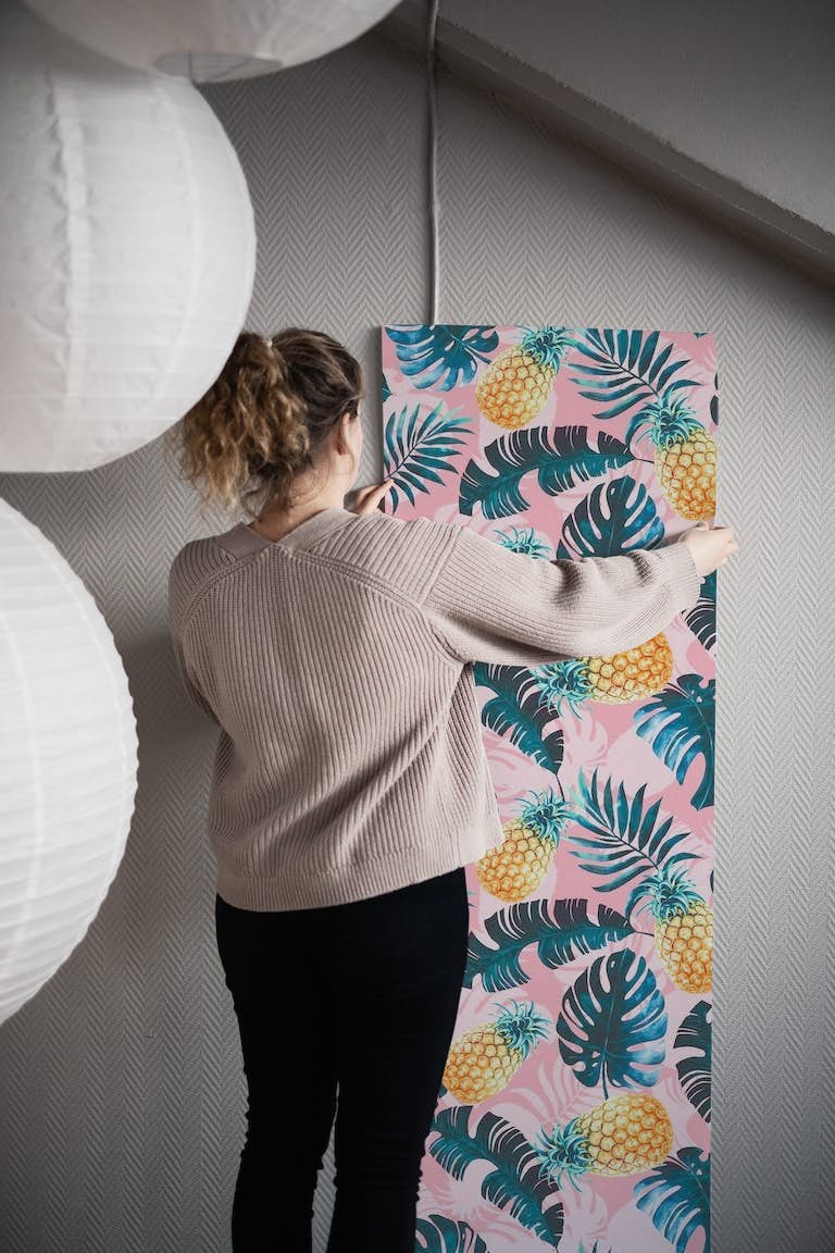 Pineapple and Leaf Pattern behang roll