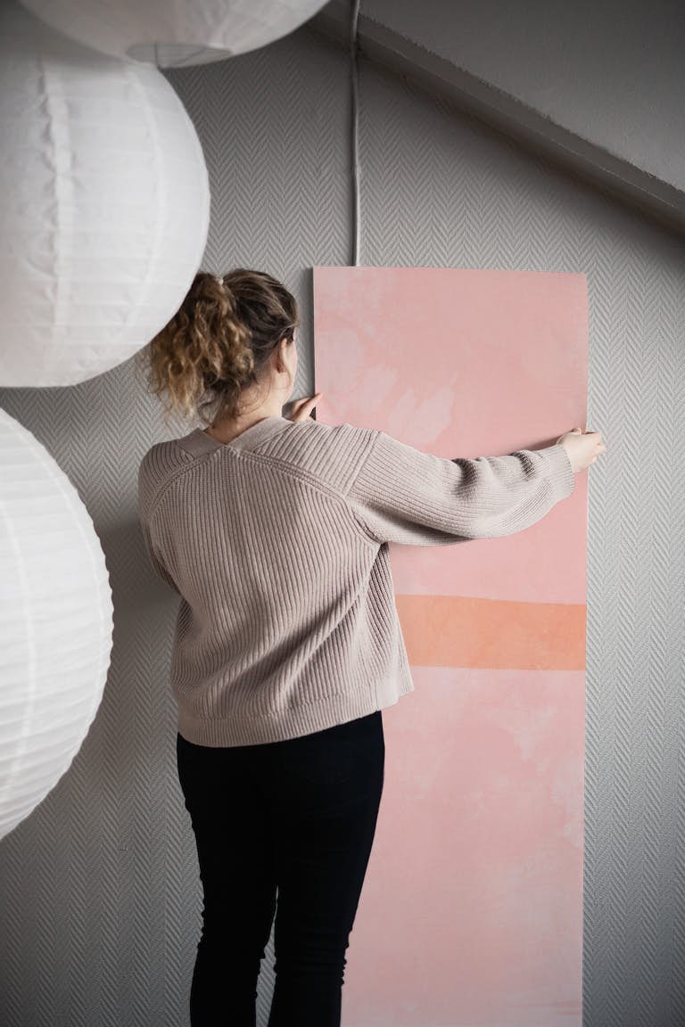Mid Century Bauhaus Watercolour Pink wallpaper roll