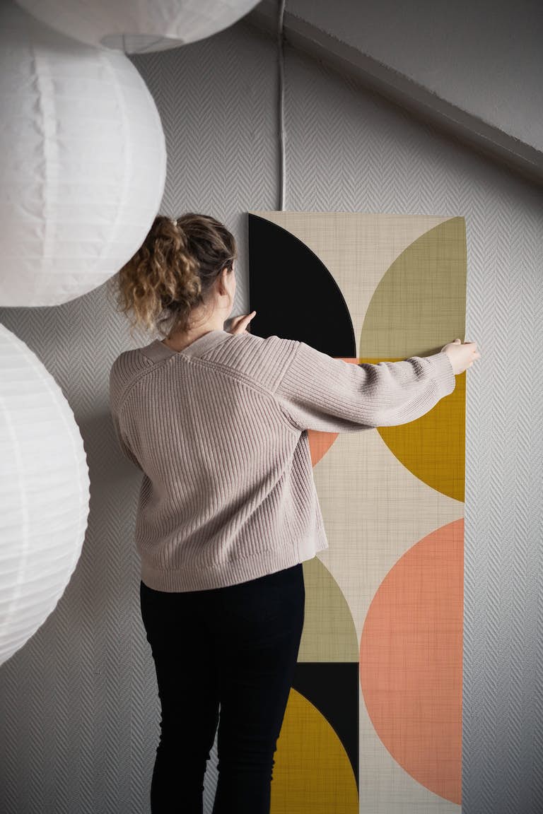 Mid-Century Bauhaus Fabric wallpaper roll