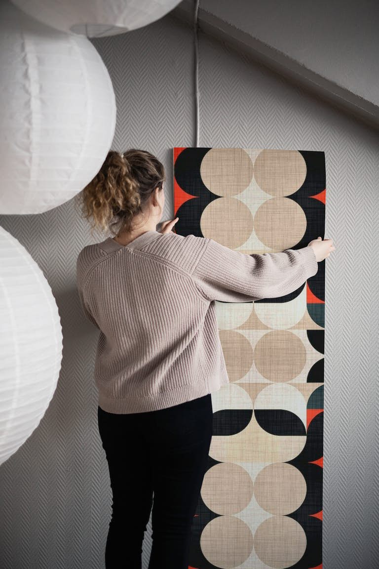 Mid-Century Modern Fabric Pattern tapetit roll