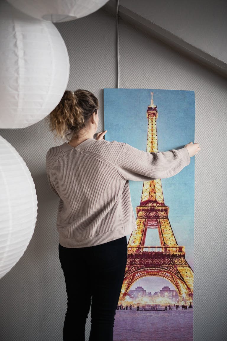 Colourful Eiffel Tower wallpaper roll