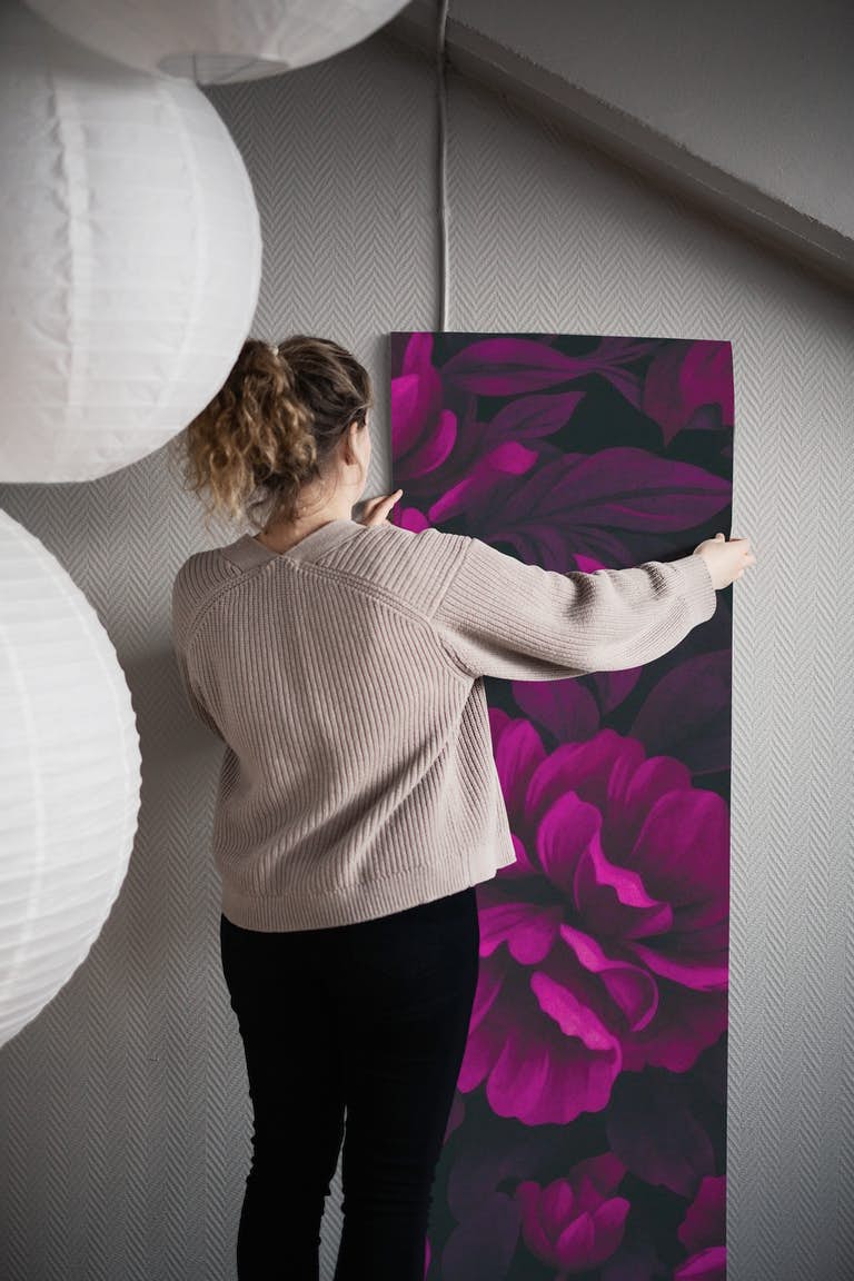Velveteen Flowers Pink Floral Luxury Opulenz wallpaper roll