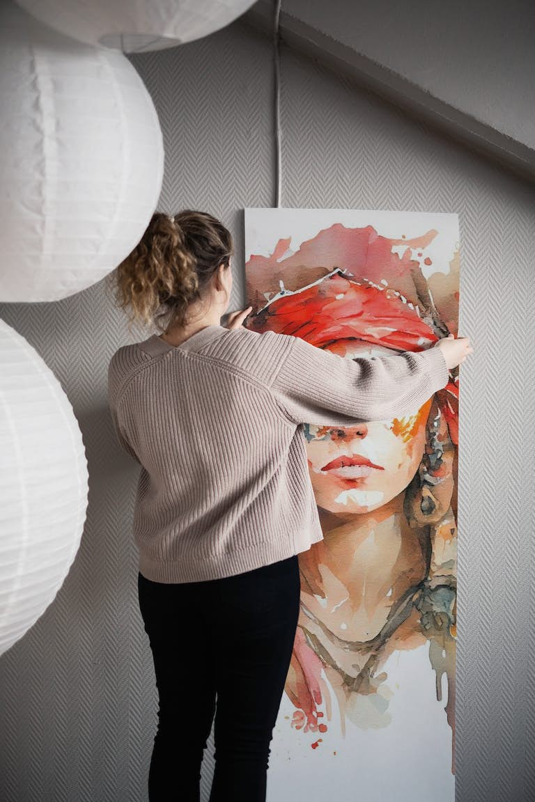 Watercolor Pirate Woman #3 wallpaper roll