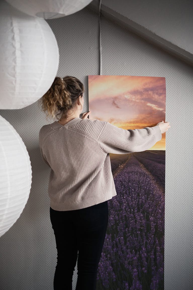 Lavender sunset wallpaper roll
