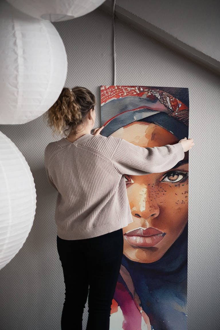 Watercolor Tuareg Woman #7 papel de parede roll