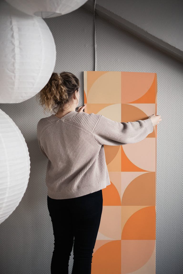 Peach Fuzz Bauhaus wallpaper roll