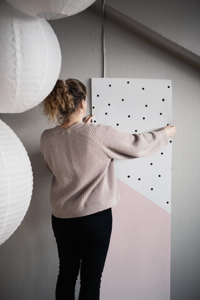 Geometric Pink Polka Dots papel de parede roll