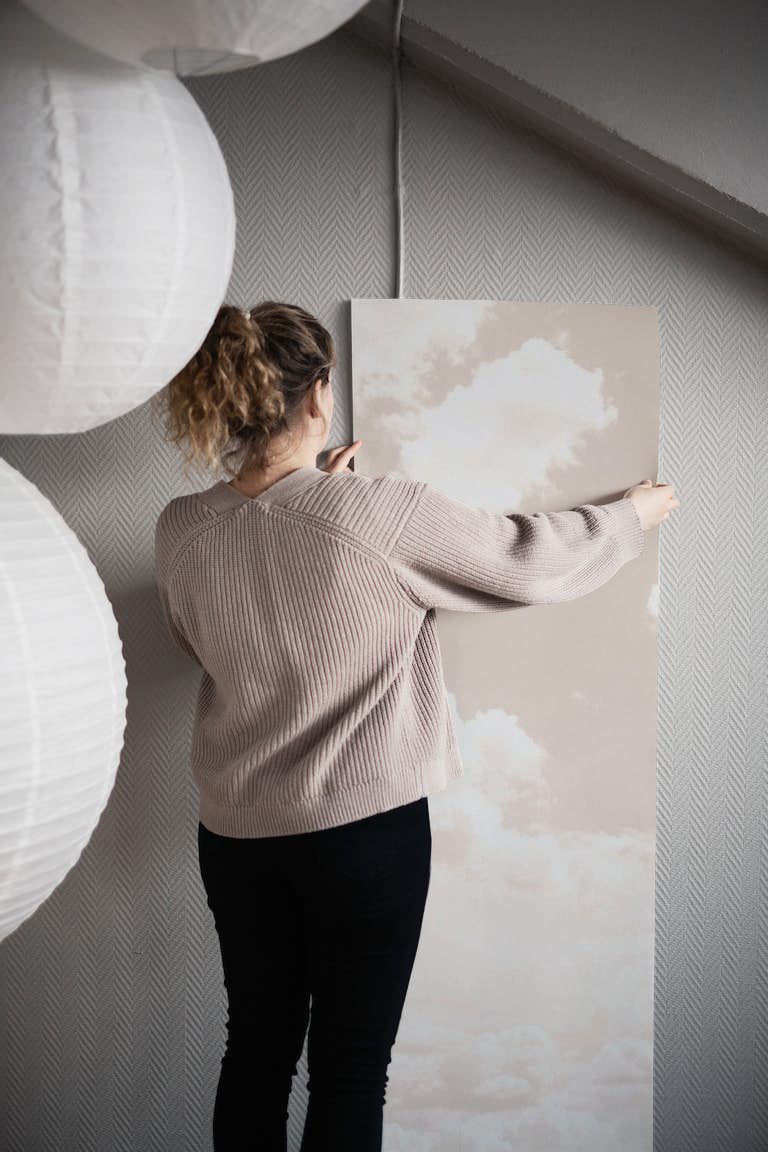 Dreamy Clouds 3 (Custom Warm Beige) wallpaper roll