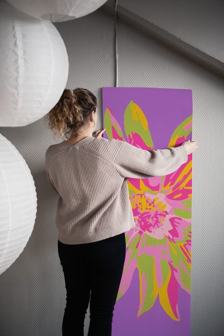 DAHLIA BURSTS Abstract Floral Single - Violet papel de parede roll