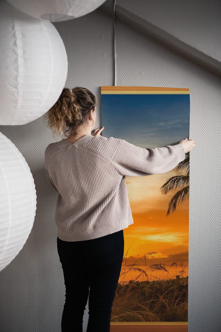 View of a picturesque sunset behang roll