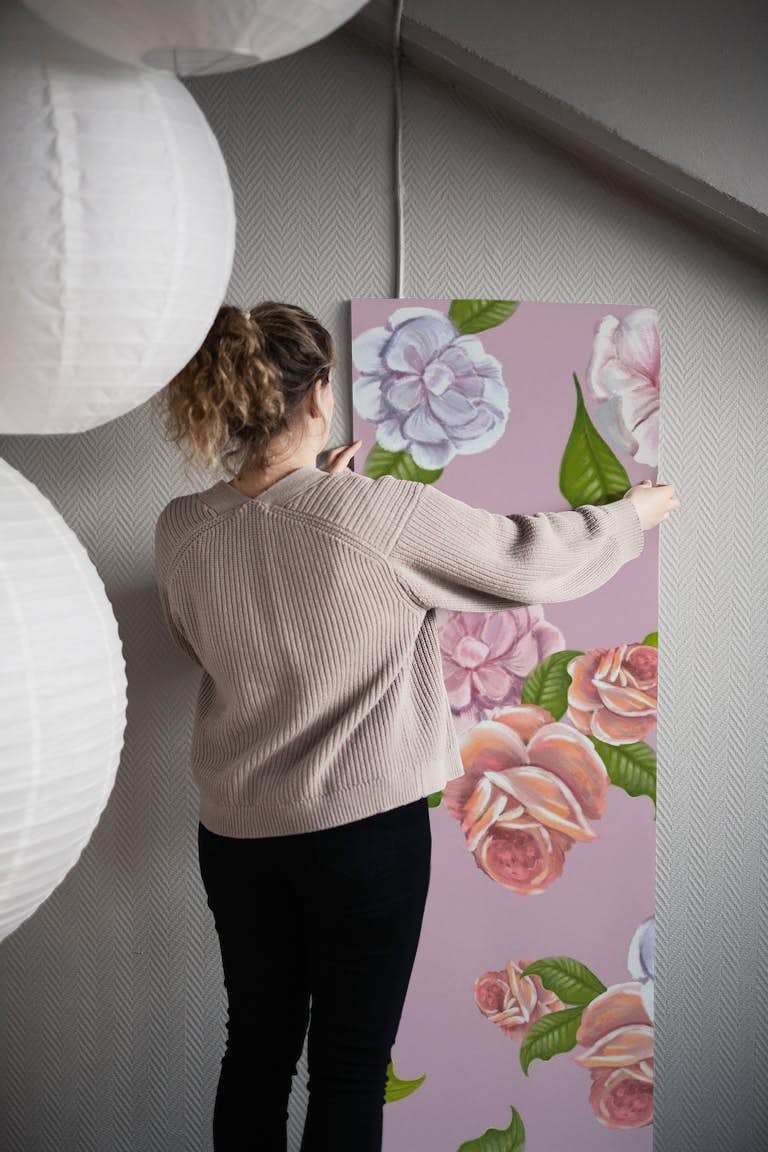 Heirloom floral wall tapetit roll