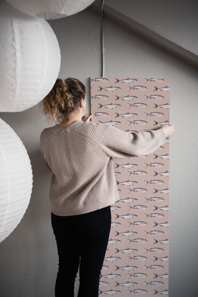 Fish Ocean Pink wallpaper roll