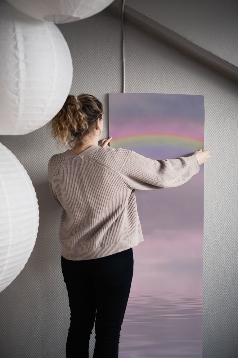 Magic Pink Rainbow Over Water wallpaper roll