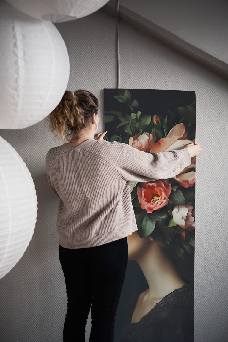 Enchanted Moody Floral Portrait wallpaper roll