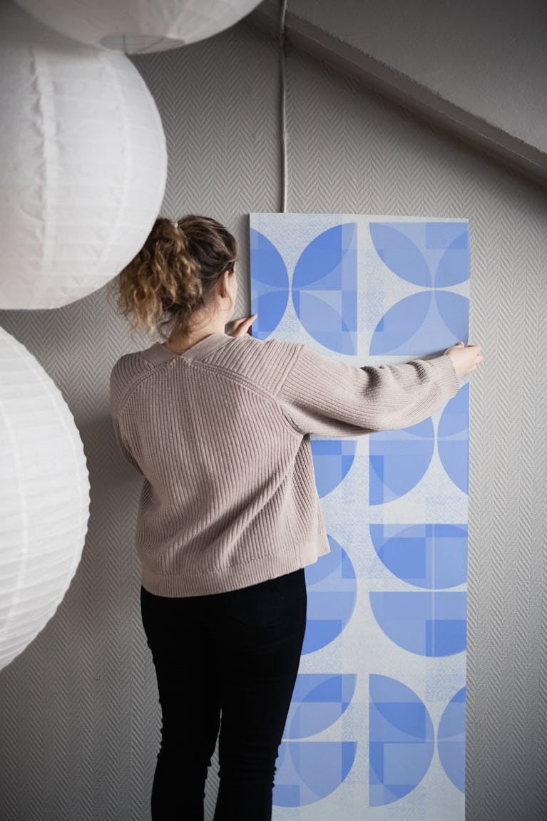 Geometric Blue Bauhaus wallpaper roll