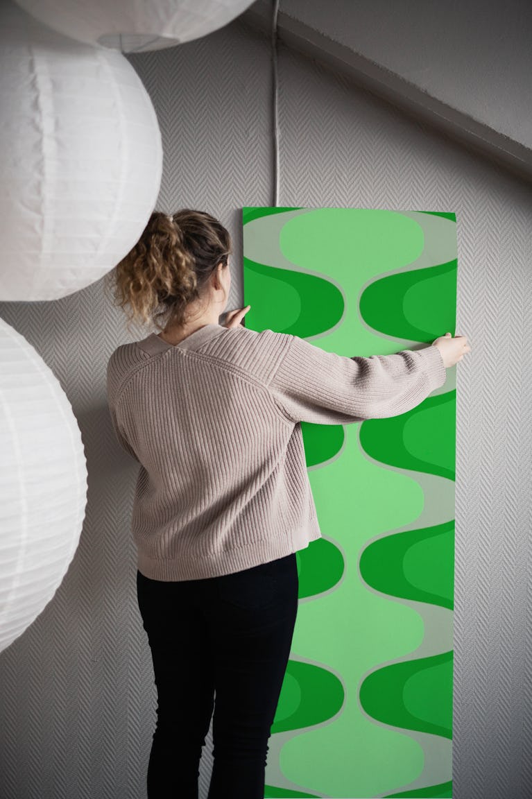 Geometric Vivid Green Vintage Abstract wallpaper roll
