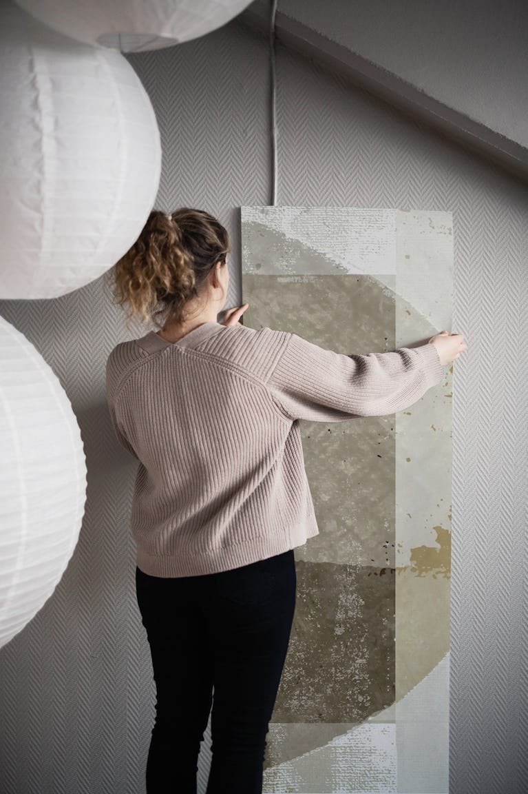 Modern Vintage Geometry Neutral wallpaper roll