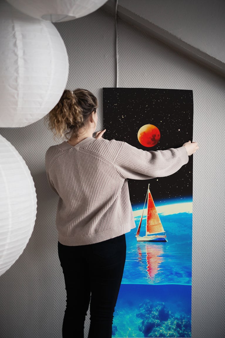 Red Sail to the Cosmic Horizon wallpaper roll