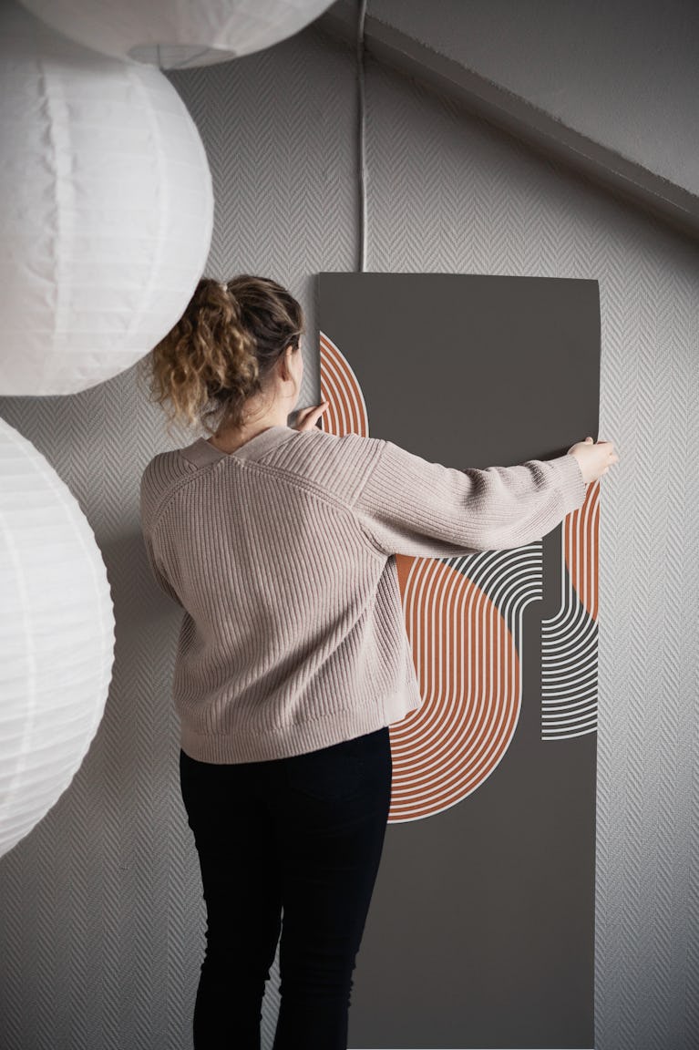 Copper Curvy Bauhaus Luxury wallpaper roll