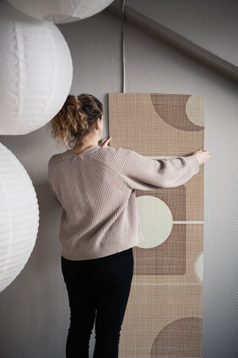 Mid-Century Motif Mocha wallpaper roll