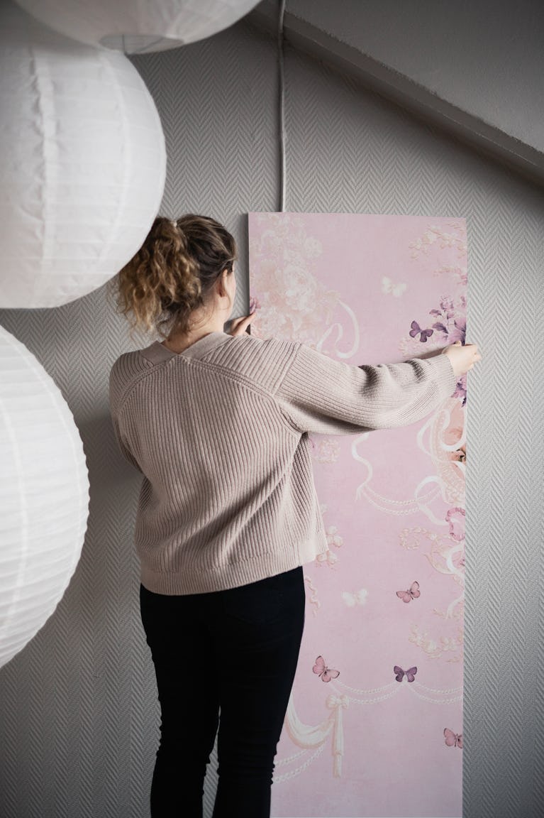 Graceful Flora on Pastel Primrose wallpaper roll