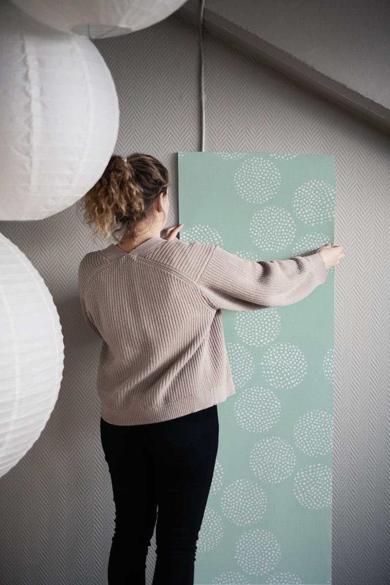 Boho Dots on Light Mint Green WM wallpaper roll