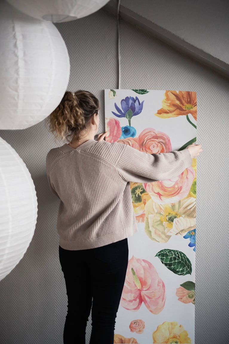 Vibrant Bloom Watercolor wallpaper roll
