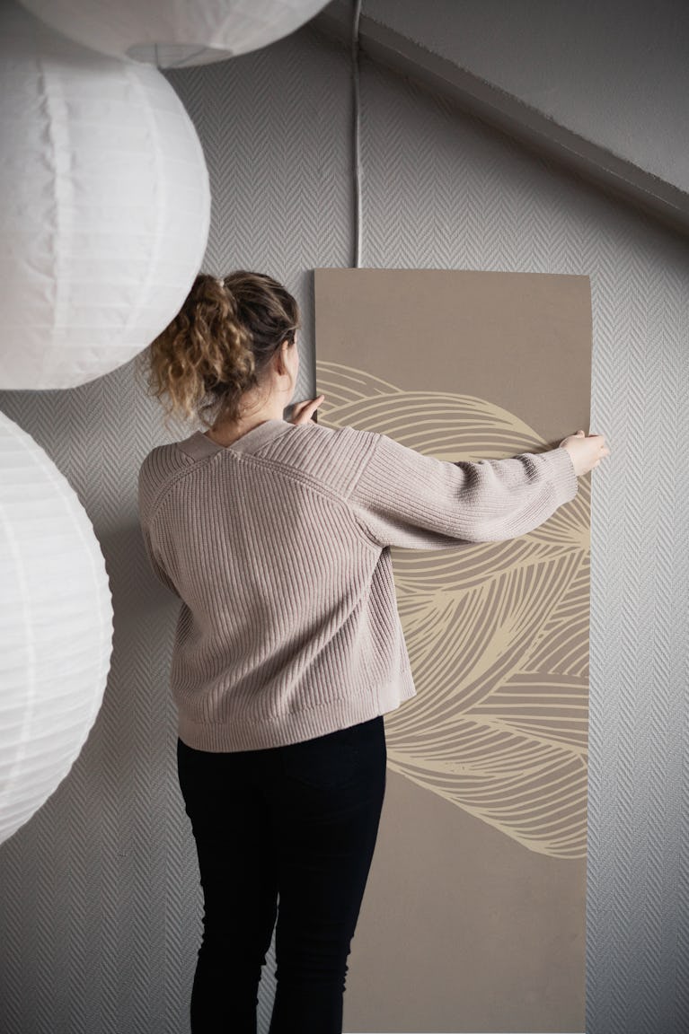 Interlacing in beige wallpaper roll