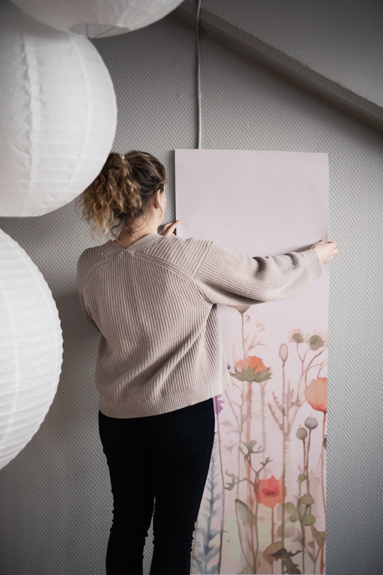 Whimsical Summer Wildflower Field wallpaper roll