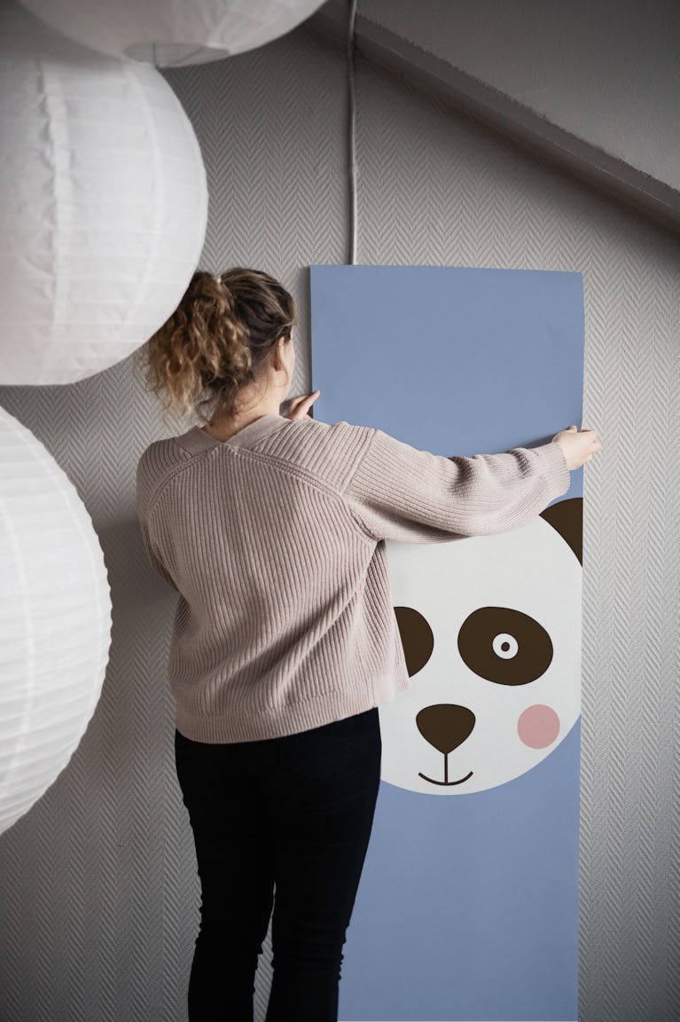 Cute Panda Blue wallpaper roll