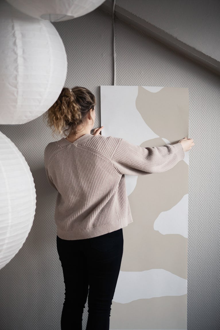 Shapes 1H | Neutral & White wallpaper roll