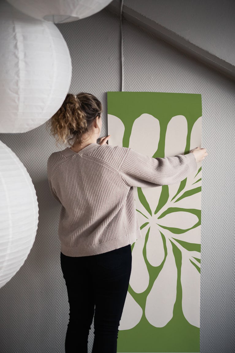 Leafy Elegance Green - Flower Market wallpaper roll