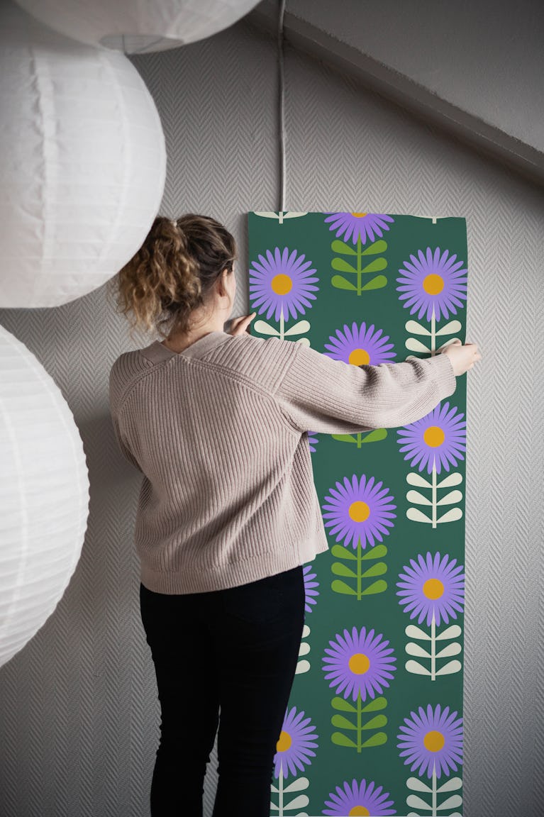 Midcentury Asters wallpaper roll