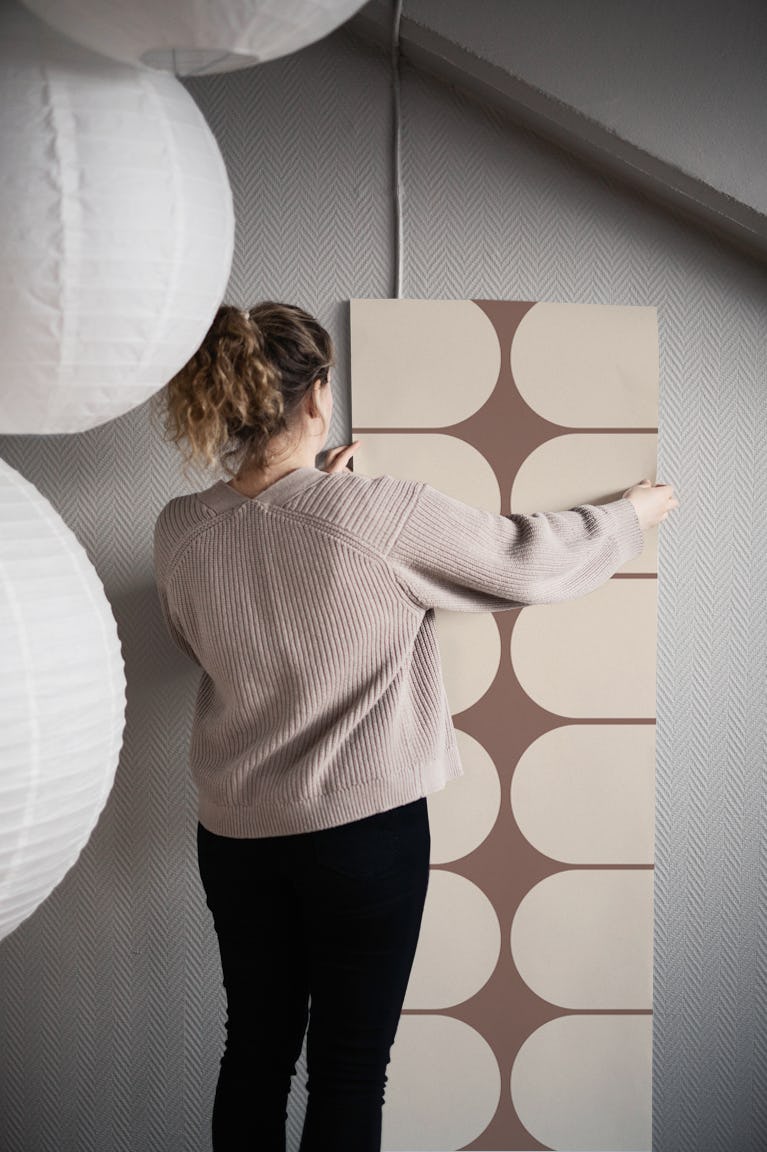 Simple Mid-Century Pebbles Beige Brown wallpaper roll
