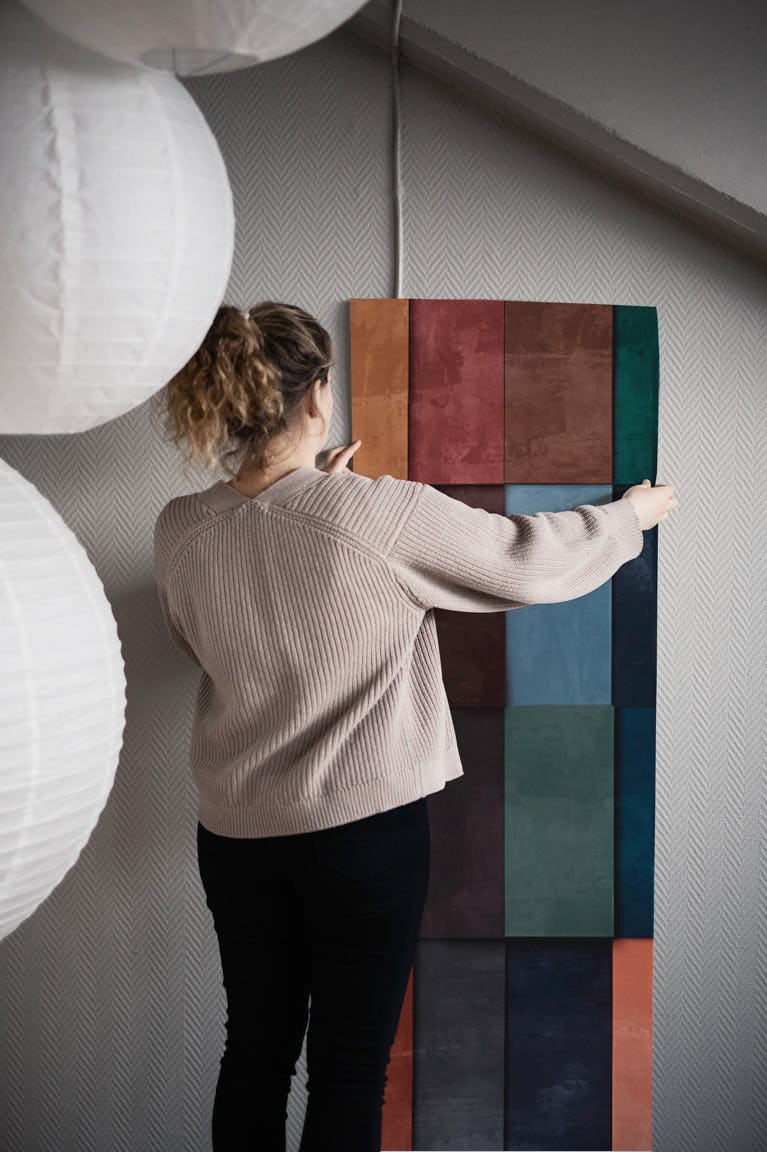 Rustic Colorful Grid wallpaper roll