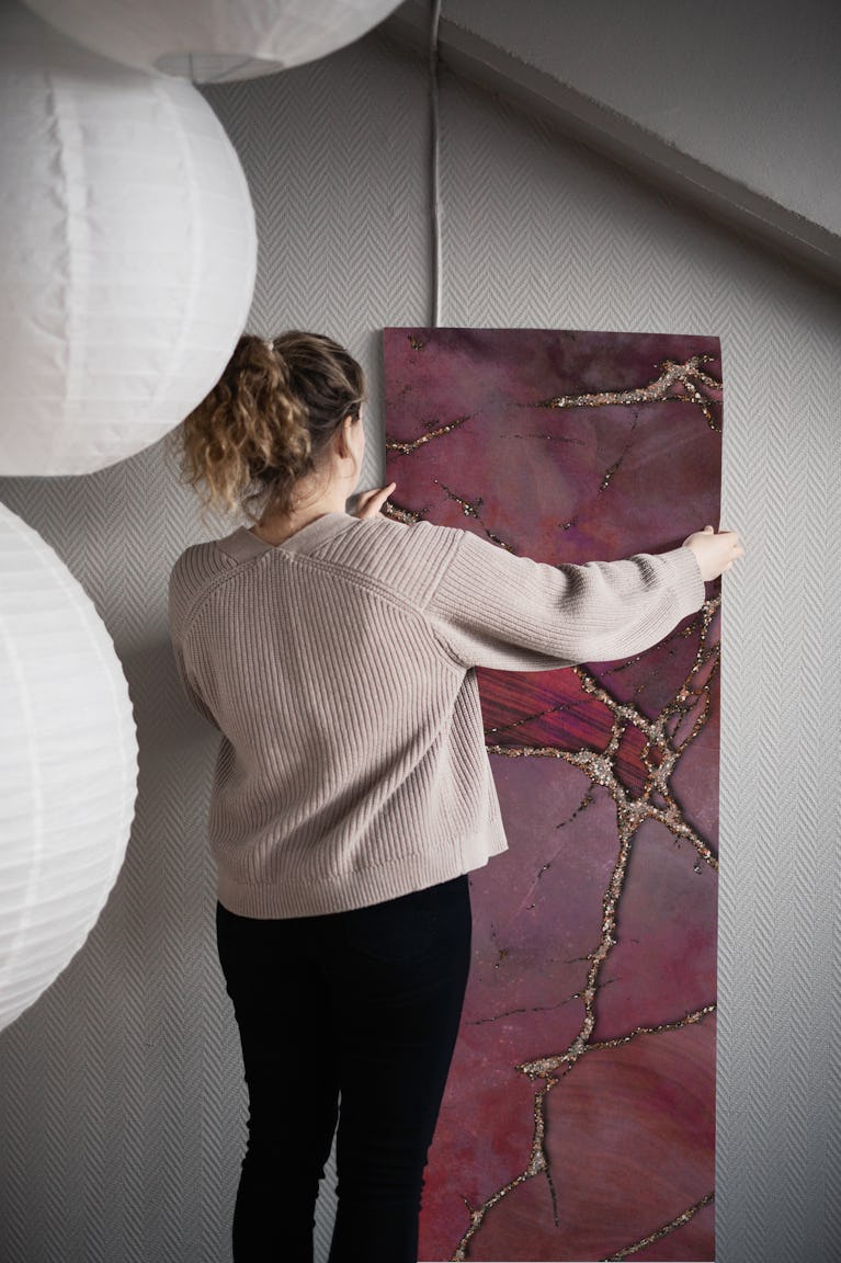 Red Marble Gemstone Luxury wallpaper roll