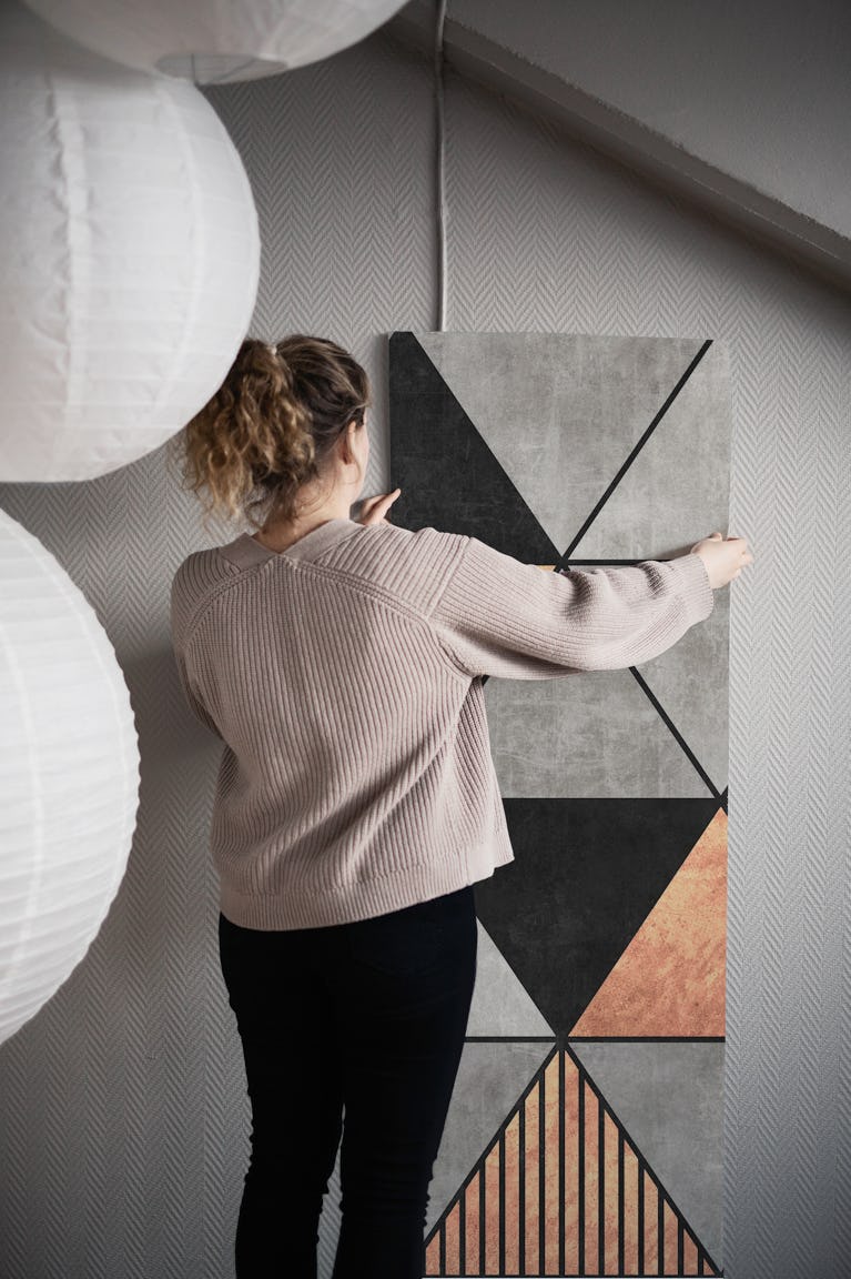 Concrete and Copper Triangles2 wallpaper roll