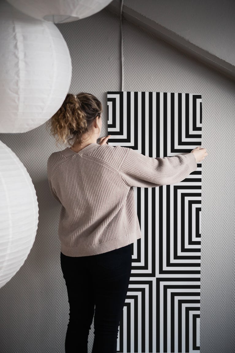Black White Op Art wallpaper roll