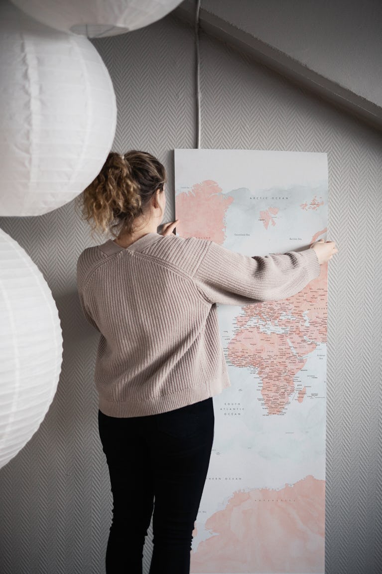 World map Lynnette Antarctica wallpaper roll