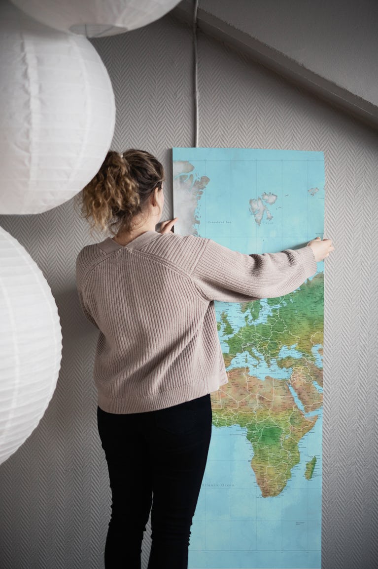 High detail world map Jay wallpaper roll