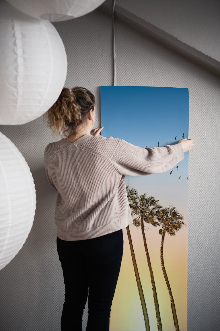 Palm trees and sunset wallpaper roll