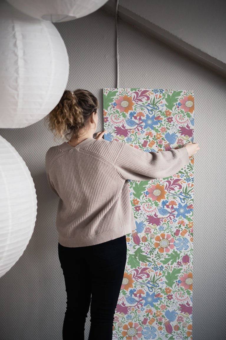Sewing Story White Small wallpaper roll