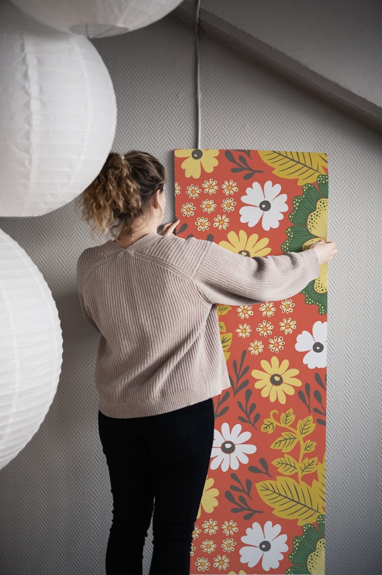 Freja Red wallpaper roll